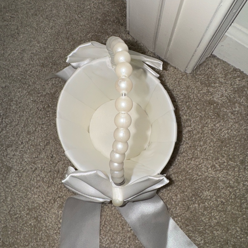 White Flower Girl Basket